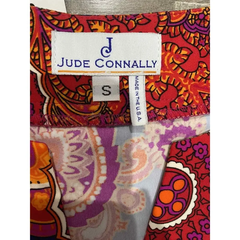 Jude Connally Ruffle Sleeve U Neckline Shift Dress Captiva Paisley S A003497 - Picture 3 of 5